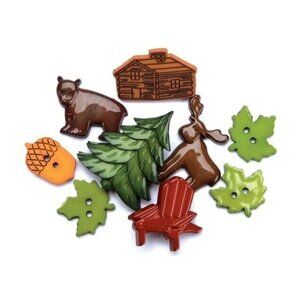 Favorite Findings Adirondacks Buttons Craft & Sewing Flatbacks Multi-Color 8-Pc